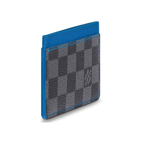 louis vuitton card holder damier graphite grey blue|Double Card Holder Damier Graphite Canvas .